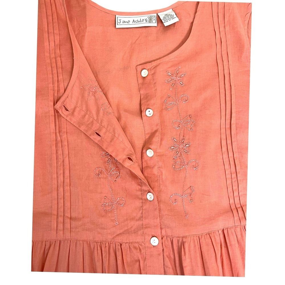 Jane Ashley Maxi Dress Womens M Orange Excellent Tiered Embroidered Boho Cotton - Picture 11 of 15